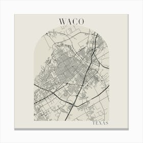 Waco Texas Boho Minimal Arch Full Beige Color Street Map 1 Canvas Print