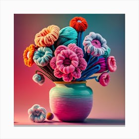 Colorful Flowers In A Vase Canvas Print