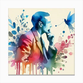 Watercolor Portrait Of A Man Canvas Print