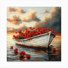 Poppies In The Boat 1 Canvas Print