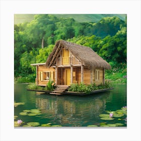 Floating House In The Water Canvas Print