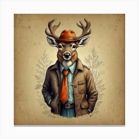 Deer In A Suit 5 Canvas Print