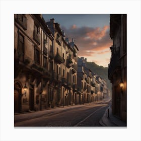 City Street At Dusk Canvas Print