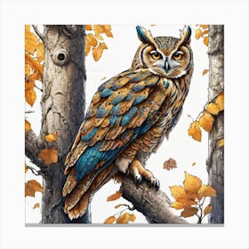 Owl In Autumn 1 Canvas Print