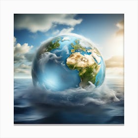 Earth Floating In The Ocean Canvas Print