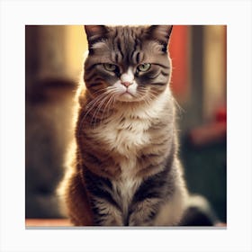 Cat Sitting On A Table Canvas Print