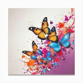 Butterflies On A Purple Background 2 Canvas Print