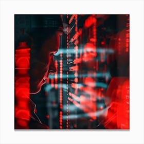 Man Working In A Data Center Canvas Print