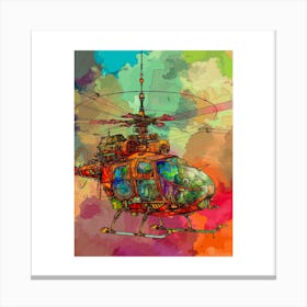Chinook Helicopter Retro Canvas Print