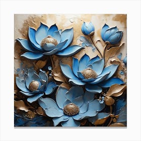 Pattern with blue Lotus flowers Canvas Print