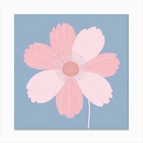 A White And Pink Flower In Minimalist Style Square Composition 146 Canvas Print