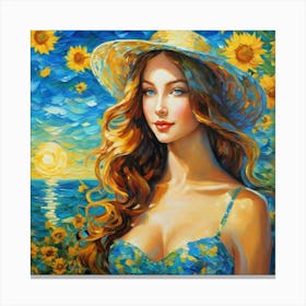 Sunflower Girlgh Canvas Print