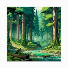 Illustration Of A Forest Canvas Print