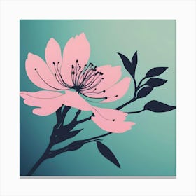 Pink Flower On Turquoise Background Canvas Print