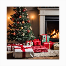 Christmas Tree With Presents 10 Canvas Print