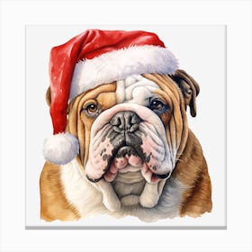 Bulldog Santa Hat 5 Canvas Print