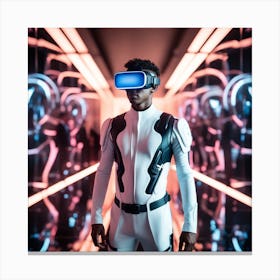Futuristic Man In Virtual Reality 4 Canvas Print
