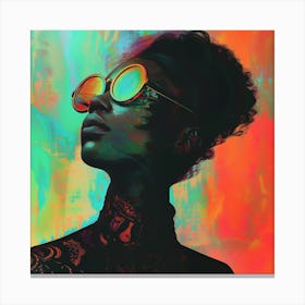 Portrait Of A Woman With Sunglasses Canvas Print