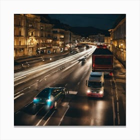 City Street At Night Canvas Print