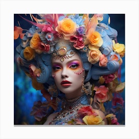 Absolute Reality V16 Chica Y Colores Y Flores Con Sombreros El 2 Canvas  Print by Balram giri - Fy