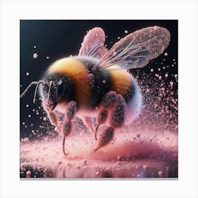 Bee With Pink Powder Canvas Print