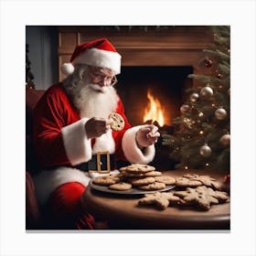 Santa Claus Eating Cookies 24 Canvas Print