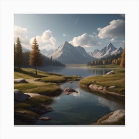 Landscape With Mountains Canvas Print