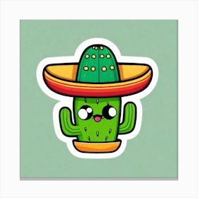Mexico Cactus With Mexican Hat Sticker 2d Cute Fantasy Dreamy Vector Illustration 2d Flat Cen (10) Canvas Print