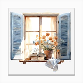 Window With Flowers 1 Canvas Print