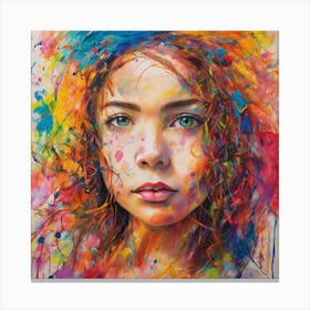Girl With Colorful Hair 8 Canvas Print