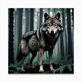 Wolf In The Forest 58 Canvas Print