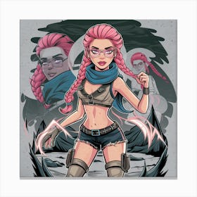 Sexy Girl With Pink Hair Canvas Print