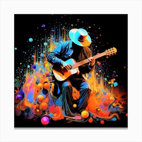 Acoustic Guitar Splash Colors Canvas Print