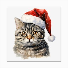 Christmas Cat In Santa Hat Canvas Print