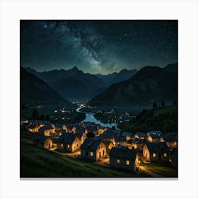 Night In The Village 4 Canvas Print