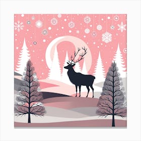Christmas Tree And Deer, Rein deer, Christmas Tree art, Christmas Tree, Christmas vector art, Vector Art, Christmas art, Christmas, Canvas Print