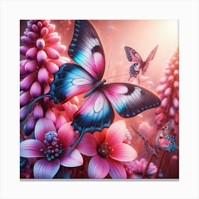 Butterfly And Flowers Canvas Print