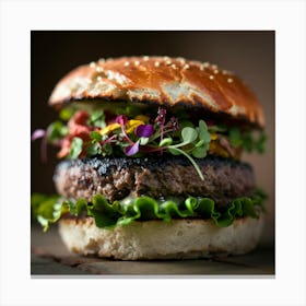 Burger With Greens Canvas Print