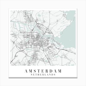 Amsterdam Netherlands Street Map Color Minimal Square Canvas Print