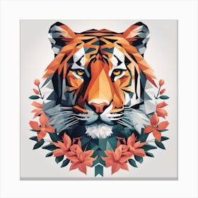 Floral Tiger Low Poly Painting (1) Canvas Print