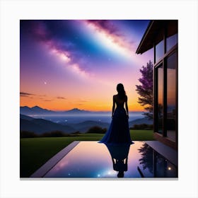 Woman Looking At The Sky 1 Canvas Print