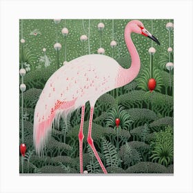 Ohara Koson Inspired Bird Painting Flamingo 2 Square Canvas Print