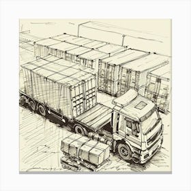 Sketch Of A Truck Canvas Print