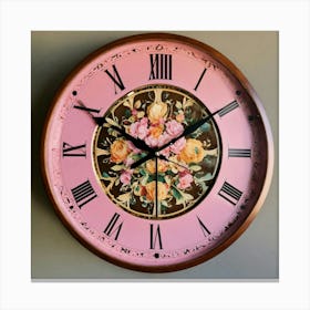 Pink Clock With Beautiful Designs And Numbers 3 Canvas Print