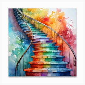 Rainbow Stair Painting Canvas Print