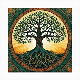 Celtic Tree Of Life, A Tree Of Life With Interconnected Roots And Branches Representing Unity And Growth 1 Canvas Print