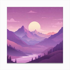 Misty mountains background in purple tone 2 Canvas Print