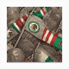 Mexican Flags 10 Canvas Print