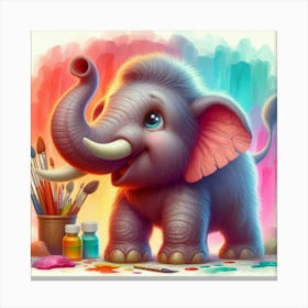 Cute Elephant Painting Canvas Print