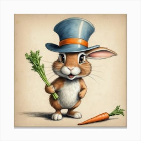 Rabbit With Carrots 8 Canvas Print